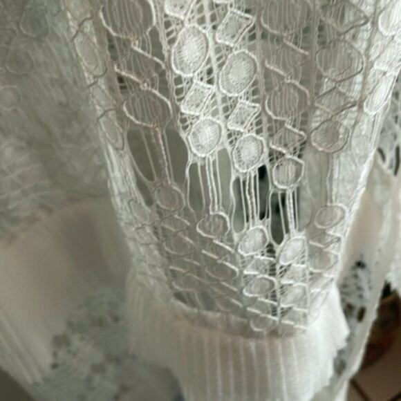 Just Cavalli by Roberto Cavalli Dress White Lace Gown Pleated Flounce - Picture 10 of 12